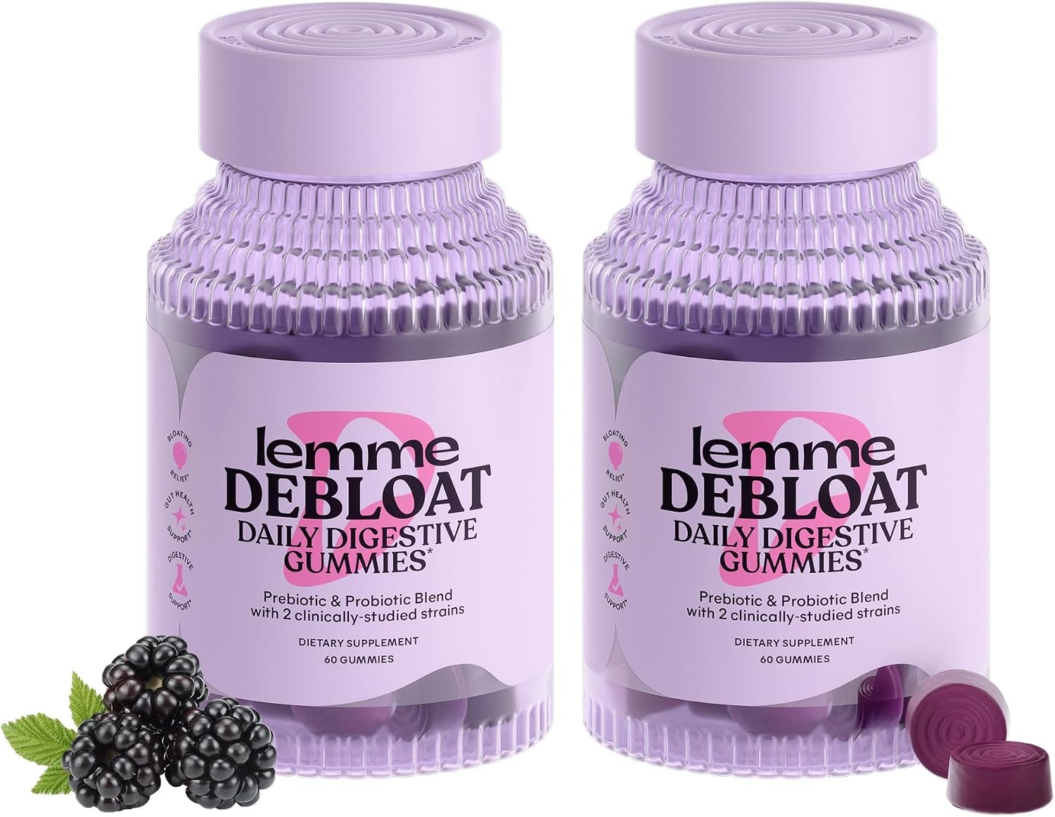 Lemme Debloat Digestive & Gut Health Gummies (60 Gummies) (Pack of 2)