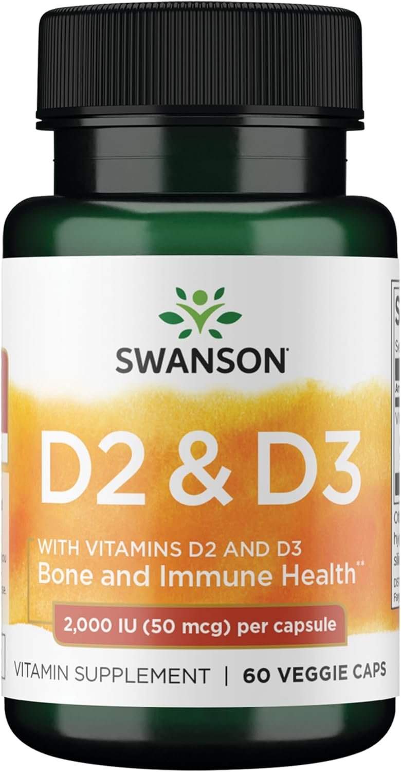 Swanson D2 and D3 2,000 IU Bone Health, 60 Veggie Capsules