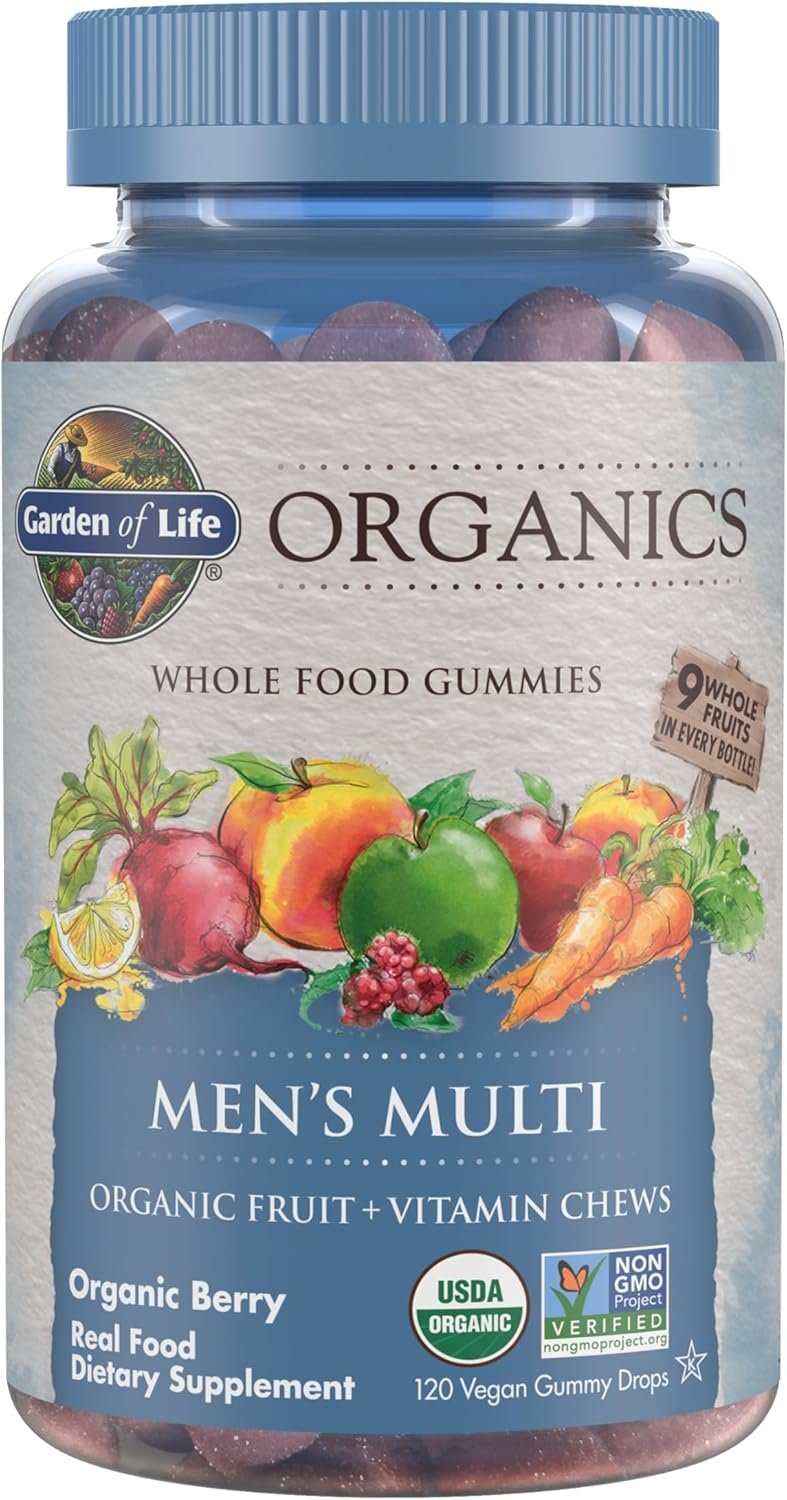 Garden of Life Organics Men’s Multivitamin Gummies, Berry, 120 Gummies