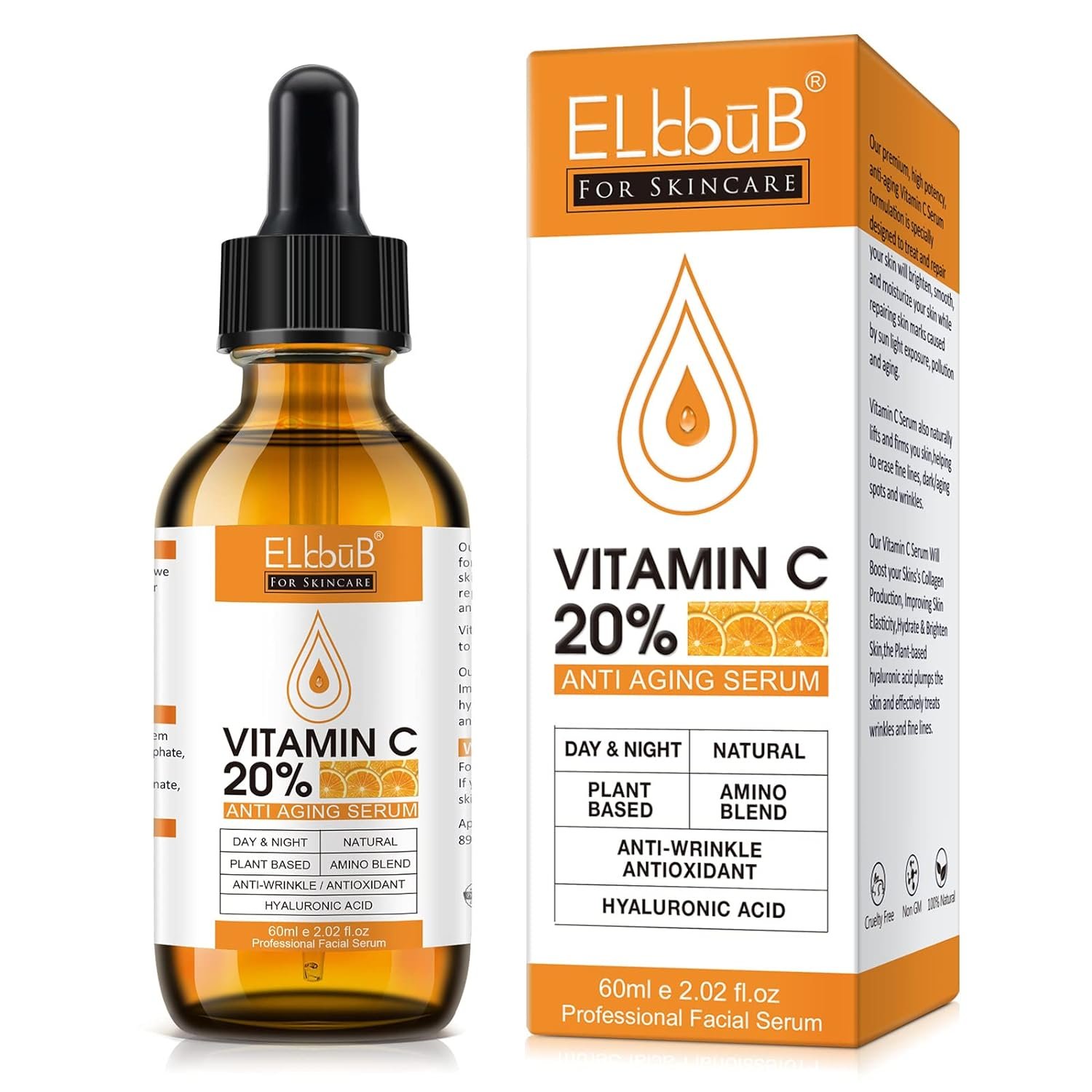 Premium 20% Vitamin C Serum For Face with Hyaluronic Acid, Retinol & Amino Acids – Boost Skin Collagen,Hydrate & Plump Skin, Anti Aging & Wrinkle Facial Serum
