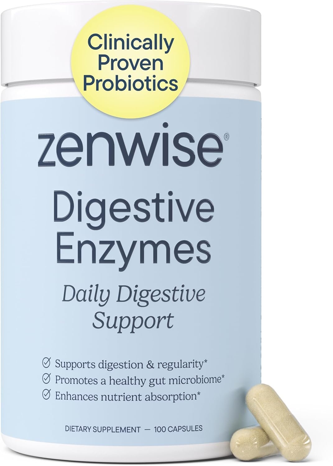 Zenwise Health Digestive Enzymes, Probiotics, for Gut Health Bloat – 100 CT