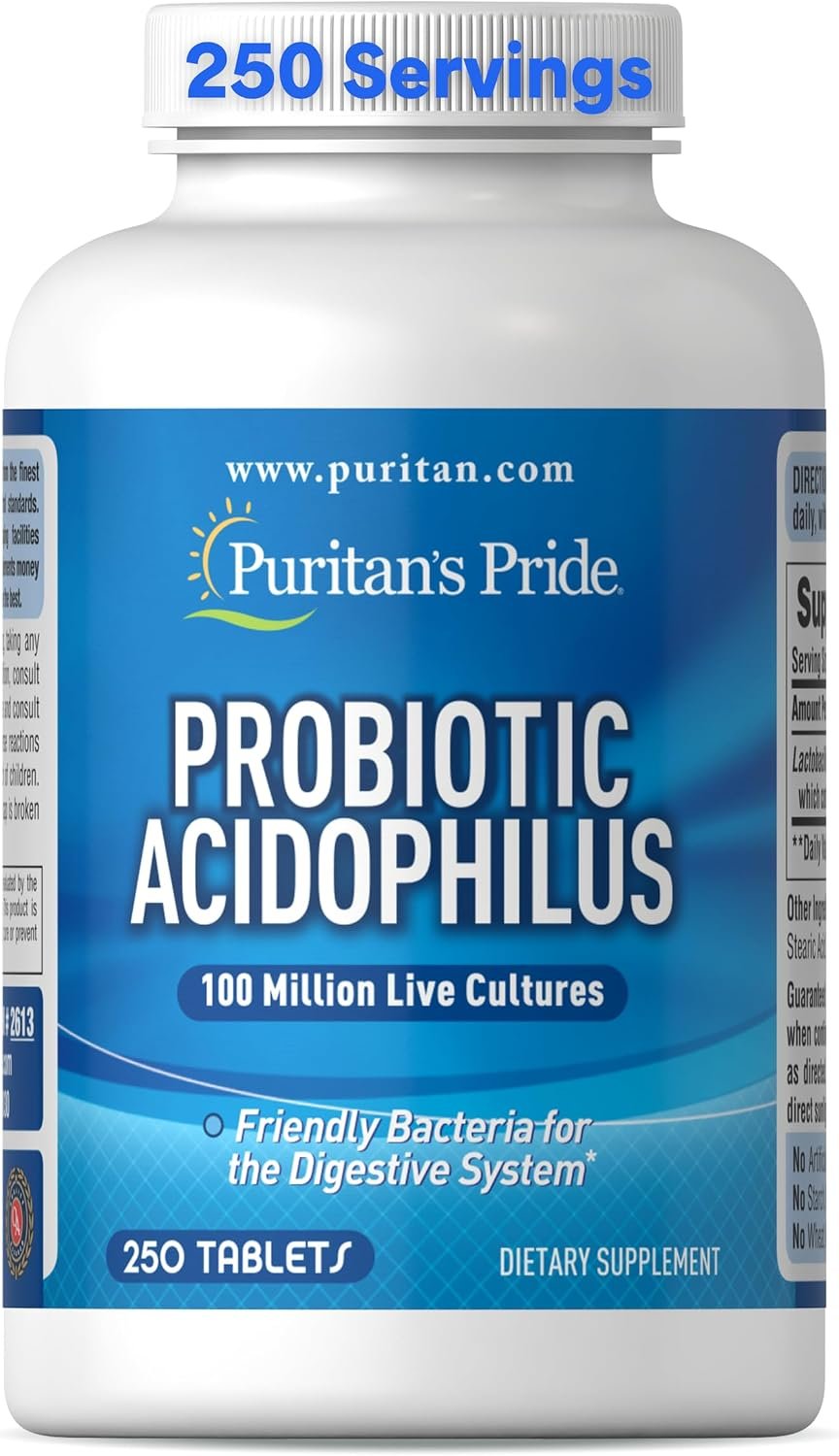 Puritan’s Pride Daily Probiotic Acidophilus, 8 Month Supply, 250 Tablets