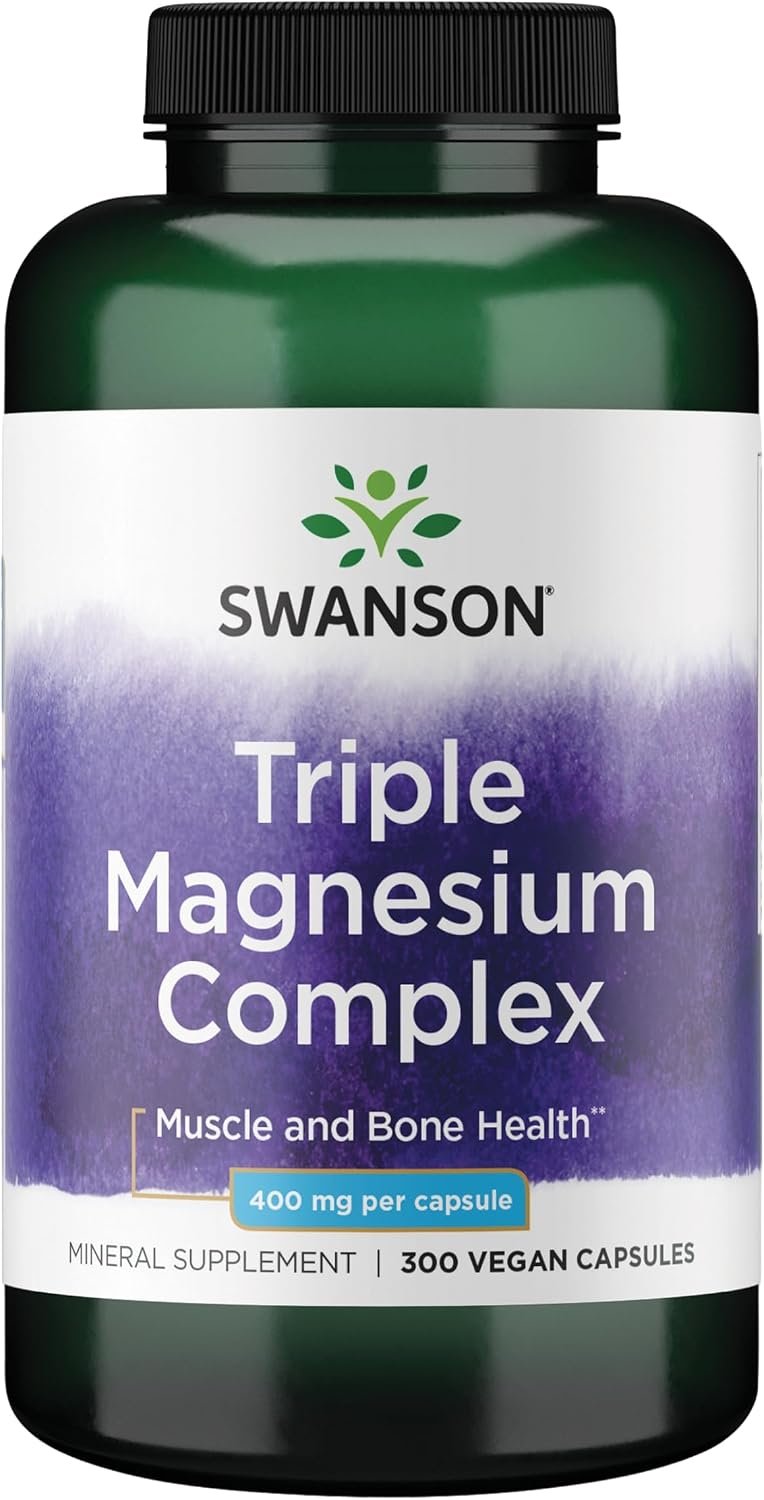 Swanson Triple Magnesium Complex 400 mg, 300 Vegan Capsules