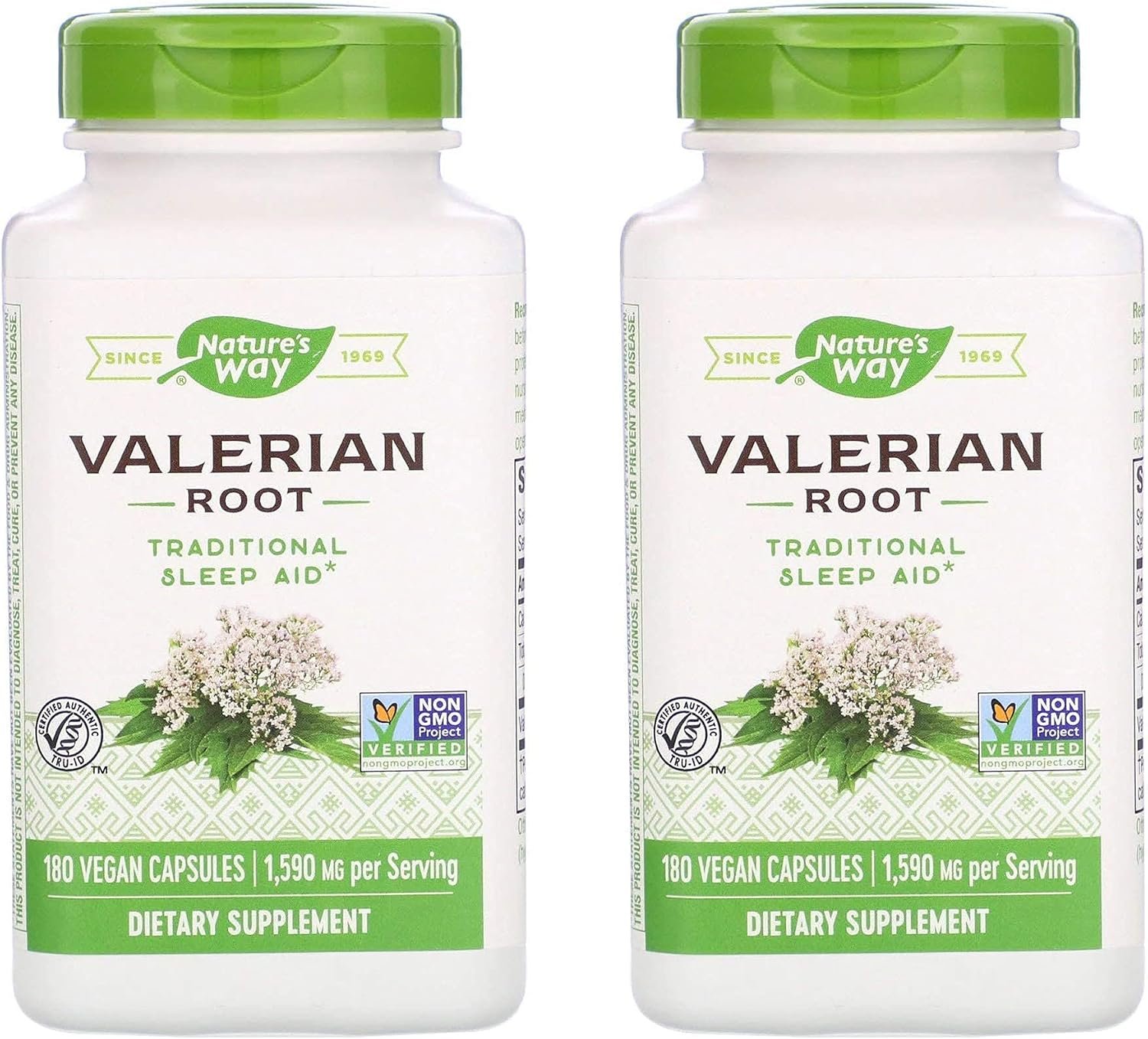 Nature’s Way Valerian Root 1,590 Milligrams Traditional Sleep Aid as a Dietary Supplement (180 Vegan Capsules) Pack of 2