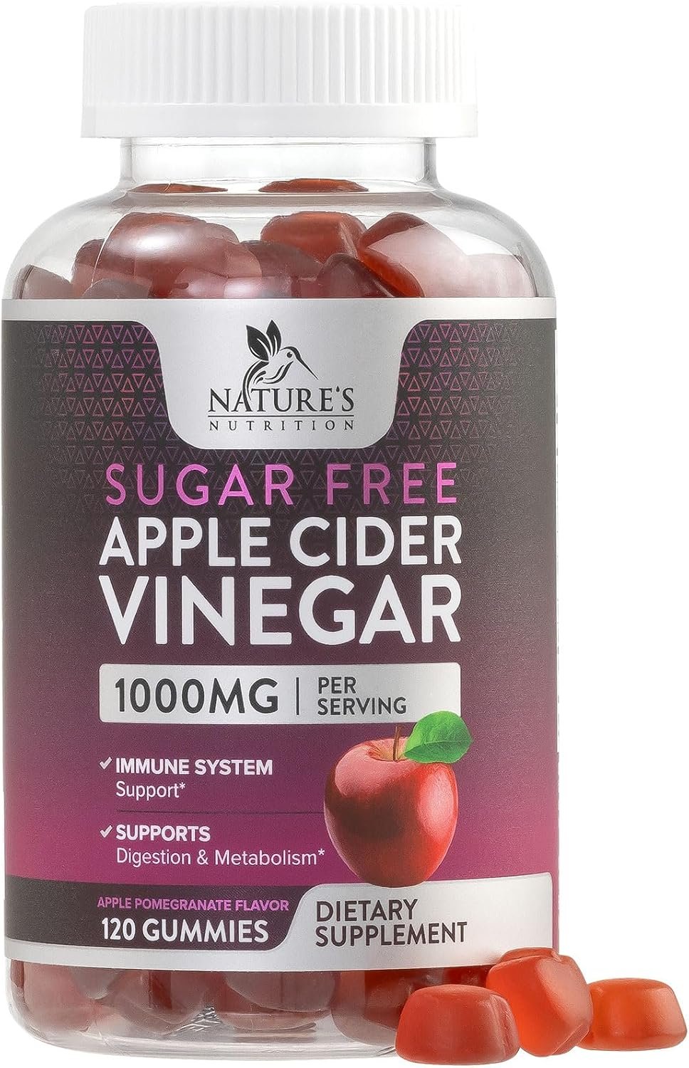 Apple Cider Vinegar Gummies for Weight Loss – Sugar Free – Max Strength ACV Gummy with Vitamin B12 & The Mother – Metabolism & Energy Support – Vegan Apple Cider Vinegar Gummy Supplement – 120 Gummies