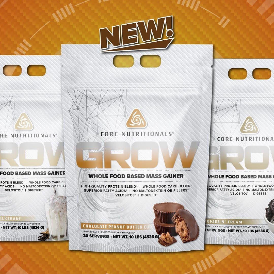 Core Nutritionals Grow Mass Gainer, Chocolate Peanut Butter Cup, 10 Pounds