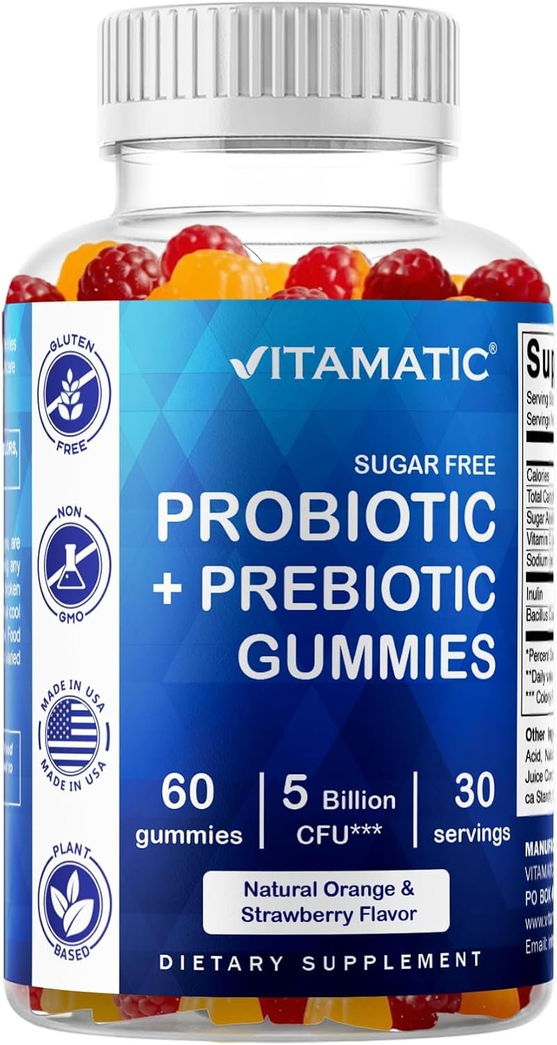 Vitamatic Sugar Free Probiotic + Prebiotic Gummies, 60 Count