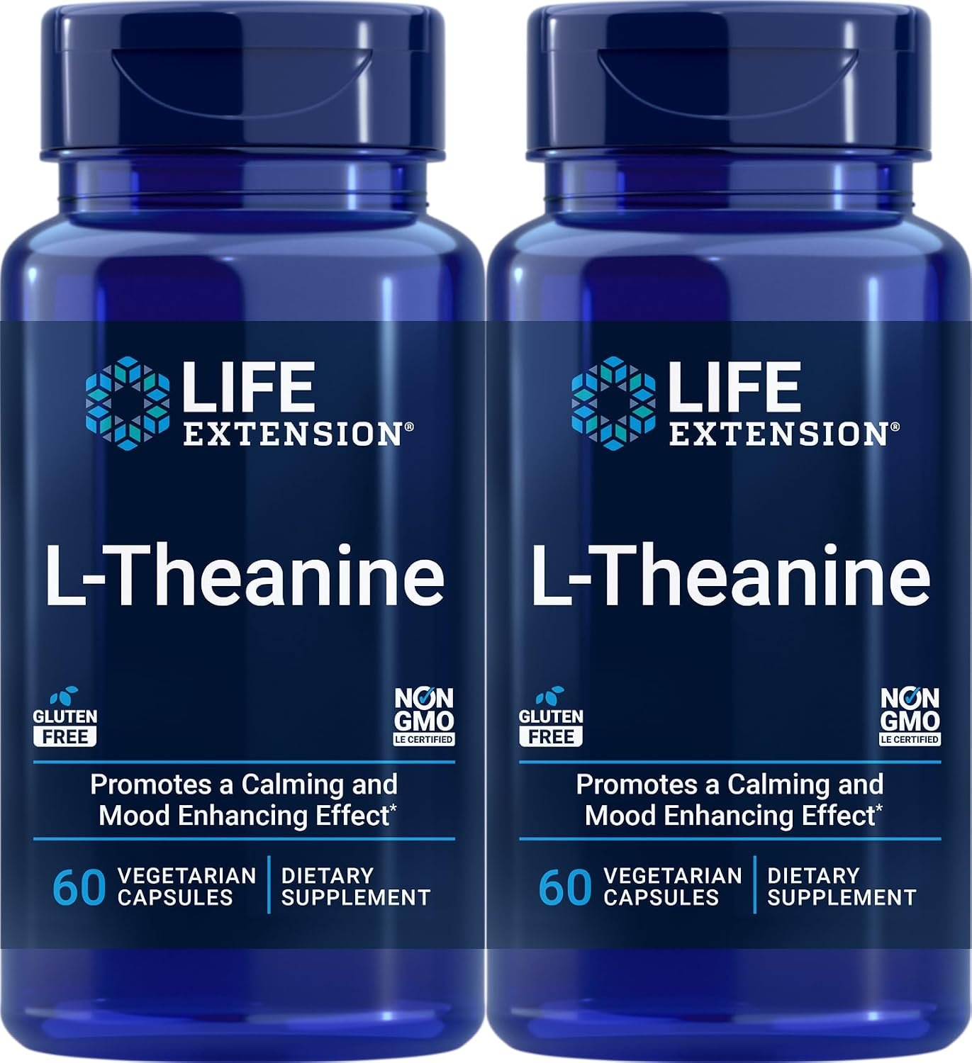 Life Extension L-Theanine, 60 Vegetarian Capsules (Pack of 2)