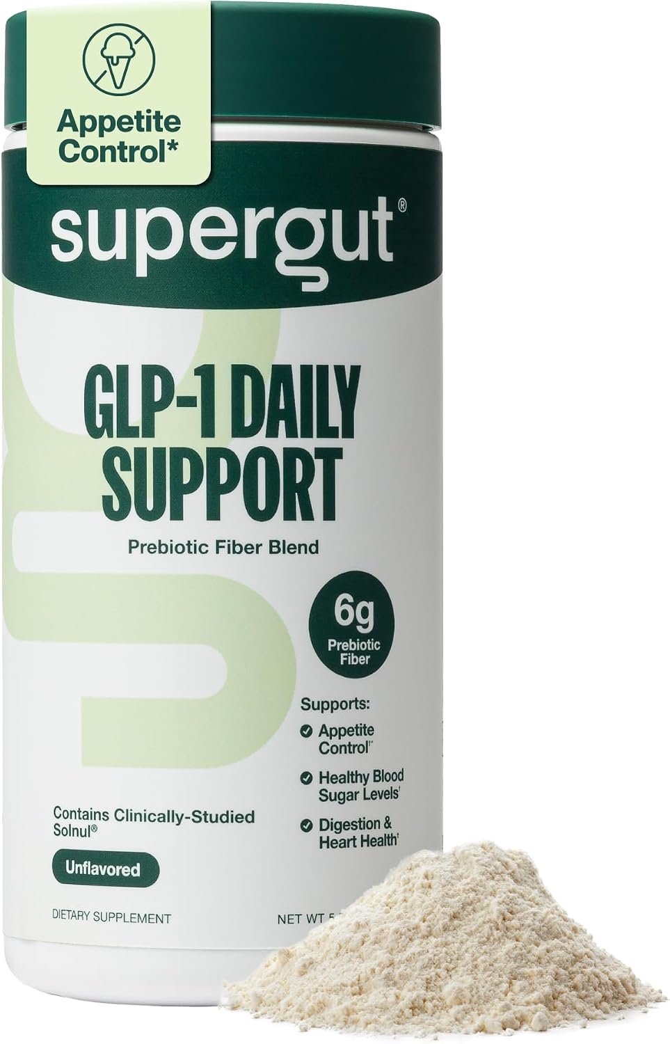Supergut GLP1 Daily Support – High Fiber GLP-1 Supplement Powder for Women & Men – Sugar-Free Drink Mix for Gut Health (20 Servings)