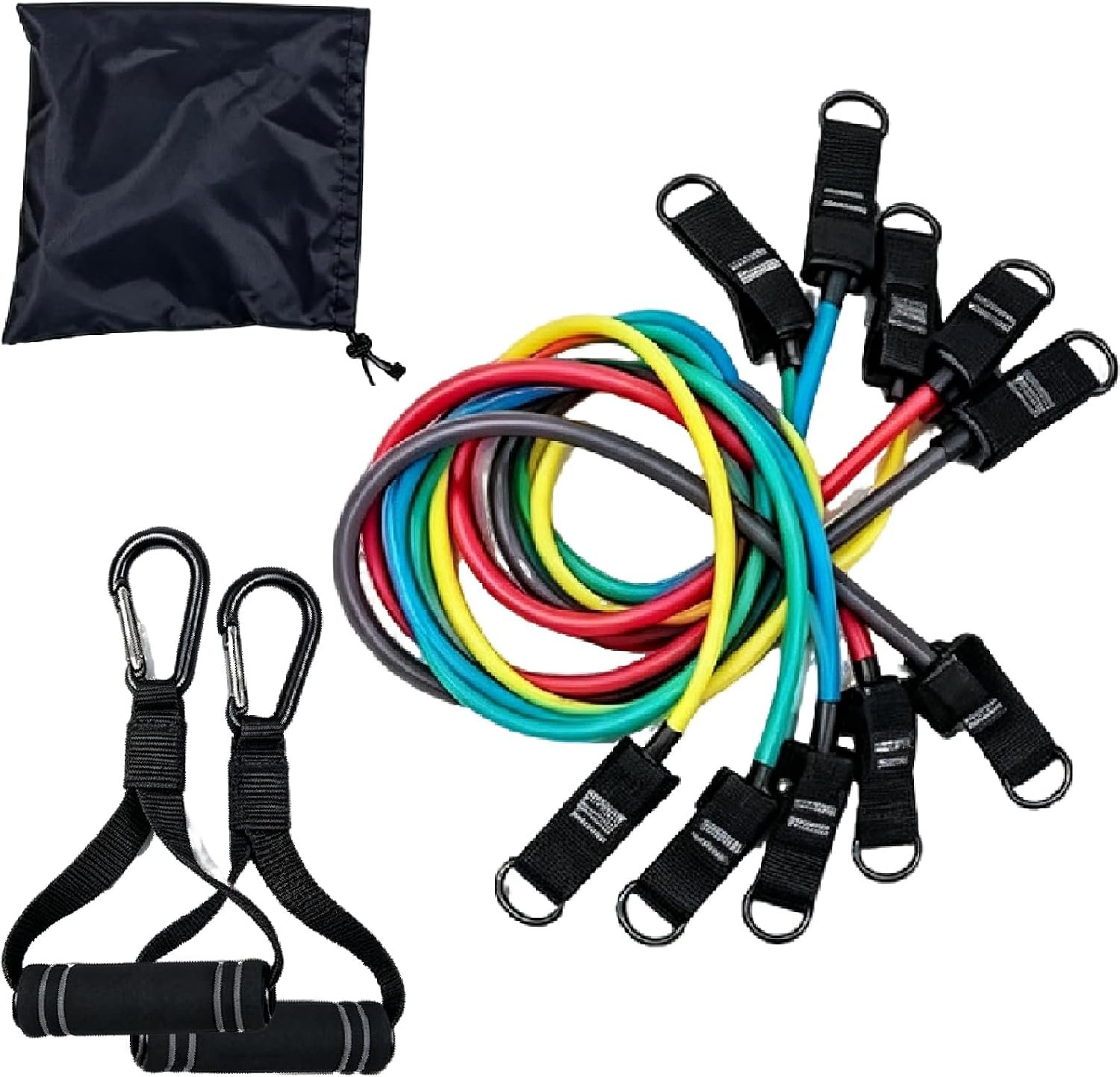 Resistance Bands Set, 11-Piece, 5 Cords, 10-50lb, 150lb Max
