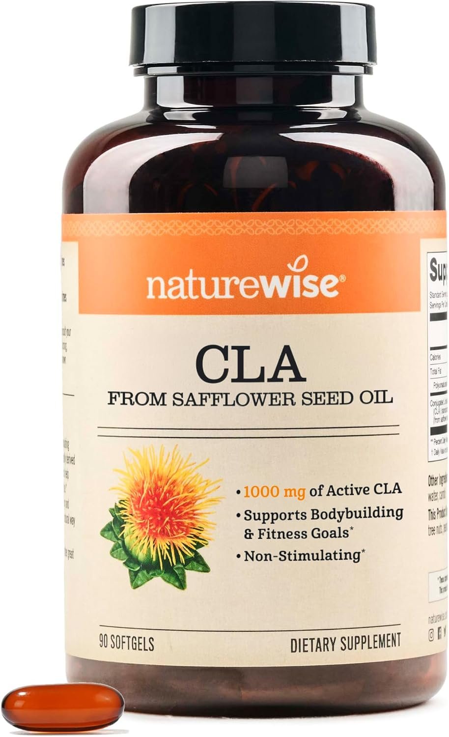 NatureWise CLA 1250 – Conjugated Linoleic Acid Supplement for Women and Men, Not Stimulating, Supports Healthy Weight, Fitness Goals – Non-GMO, Gluten Free – 90 Softgels[1-Month Supply]