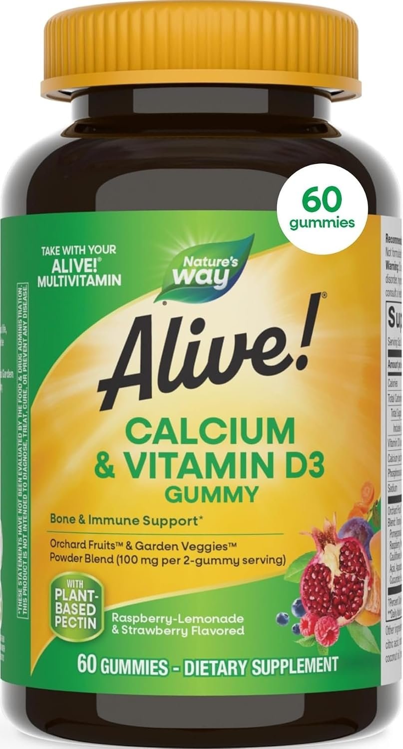 Nature’s Way Alive! Chewable Calcium Gummies with Vitamin D3, 60 ct