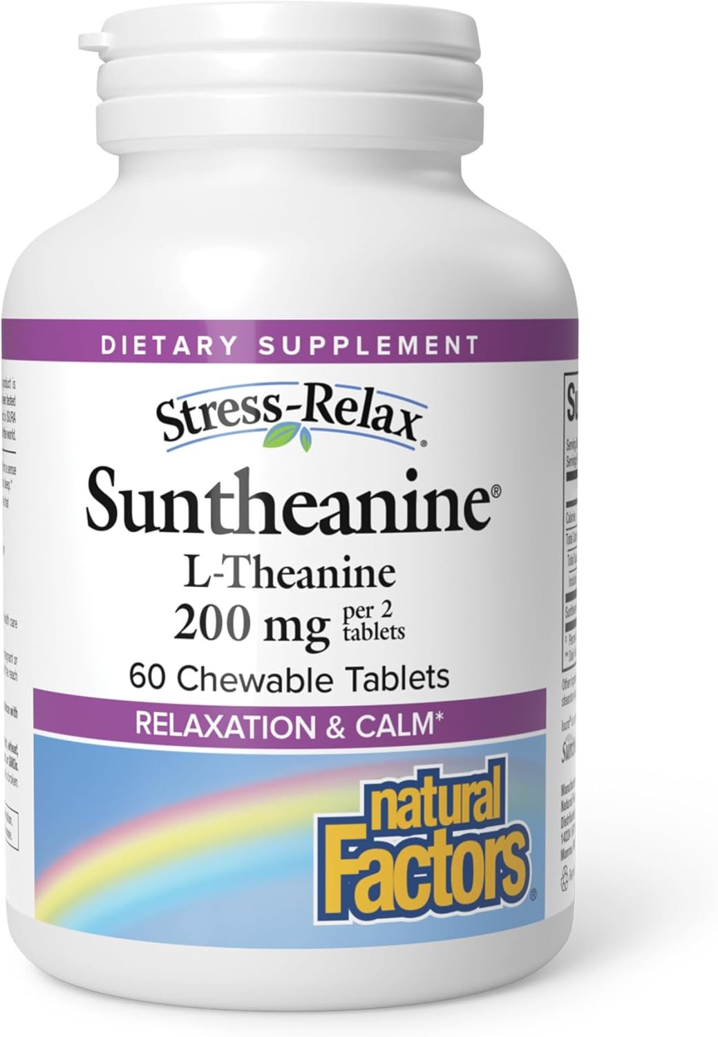 Natural Factors Suntheanine L-Theanine for Calm*, 200 mg, 60 Chewable Tabs