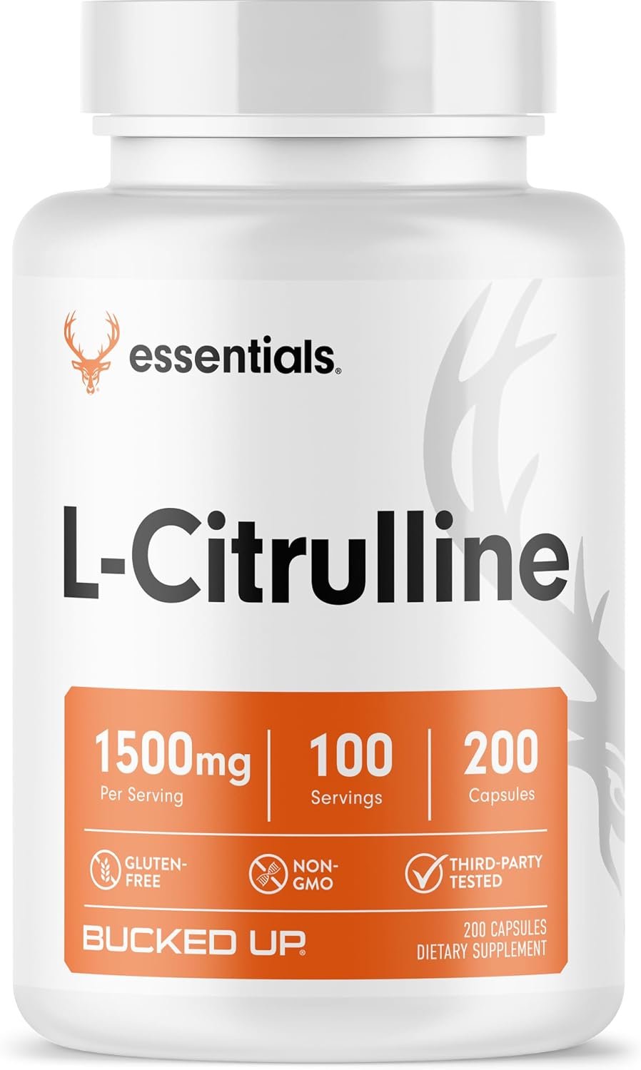 Bucked Up L-Citrulline 200 Capsules | 1500mg Per Serving | Gluten-Free | Non-GMO | Third-Party Tested | Premium Citrulline Supplement for Daily Use – 100 Servings (200 Capsules)