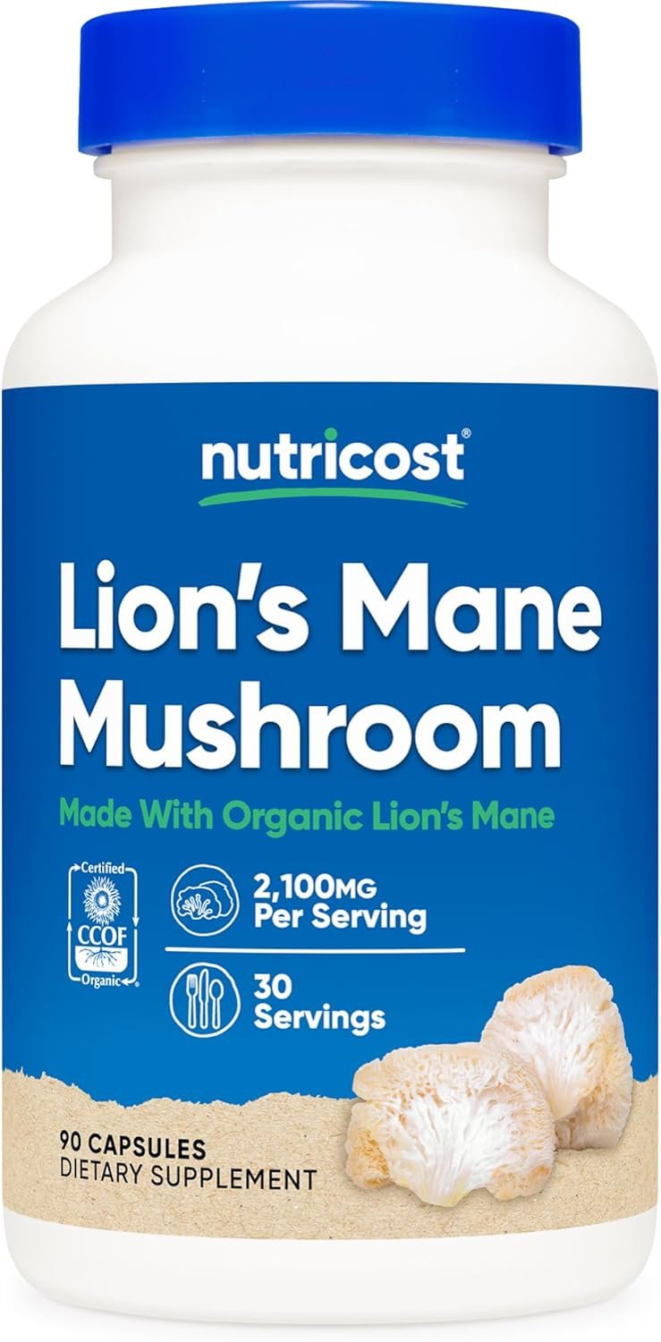 Nutricost Lion’s Mane Mushroom Capsules 2100mg, 90 Capsules, 30 Servings