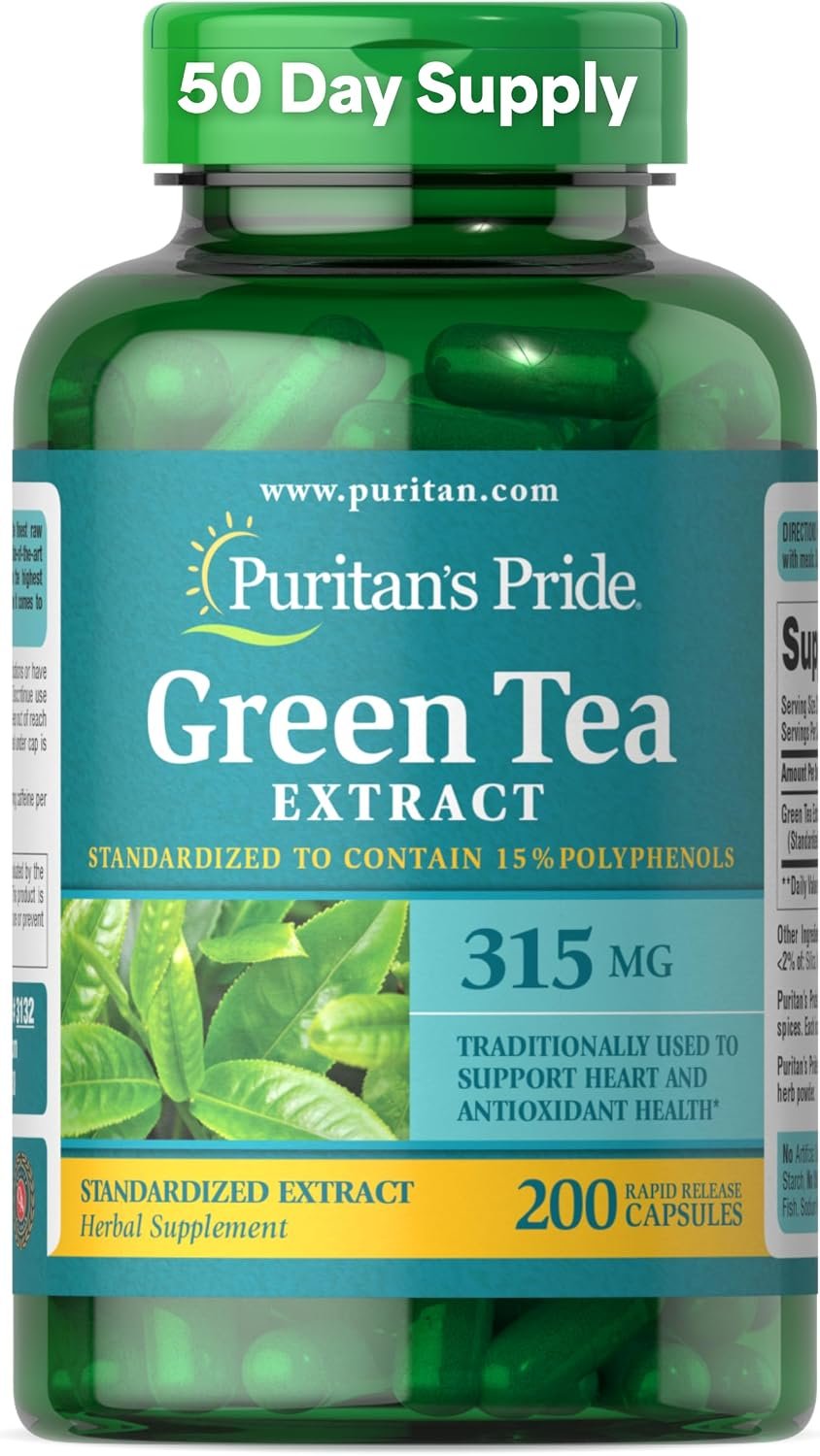 Puritan’s Pride Green Tea Standardized Extract 315mg, 200 Capsules