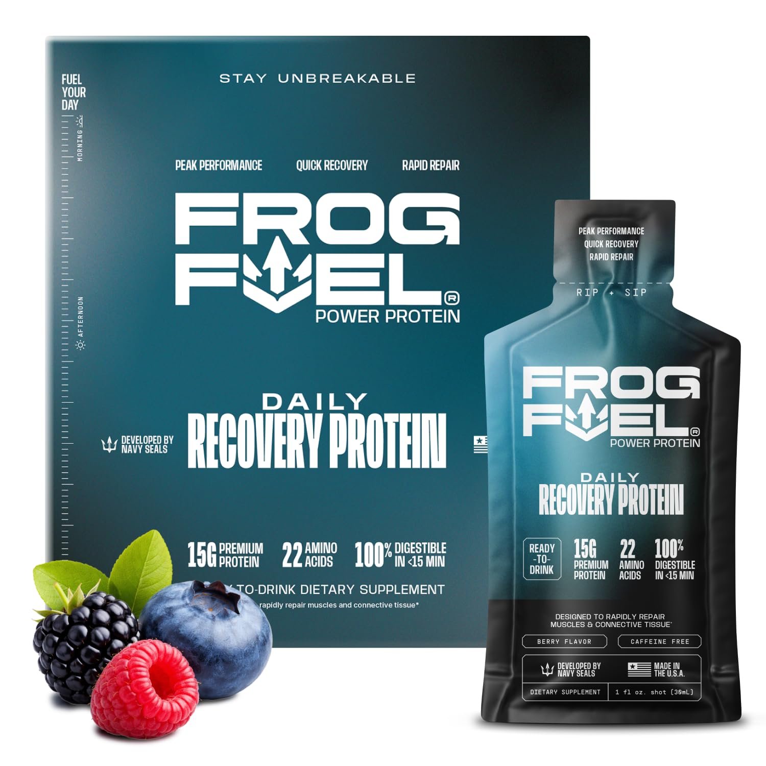 Frog Fuel Power Liquid Protein Shot, 15g Protein, Berry, 24 pk