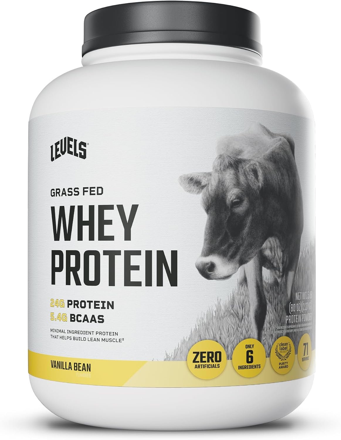 Levels Whey Protein Powder, No Artificial Ingredients, Vanilla Bean, 5LB