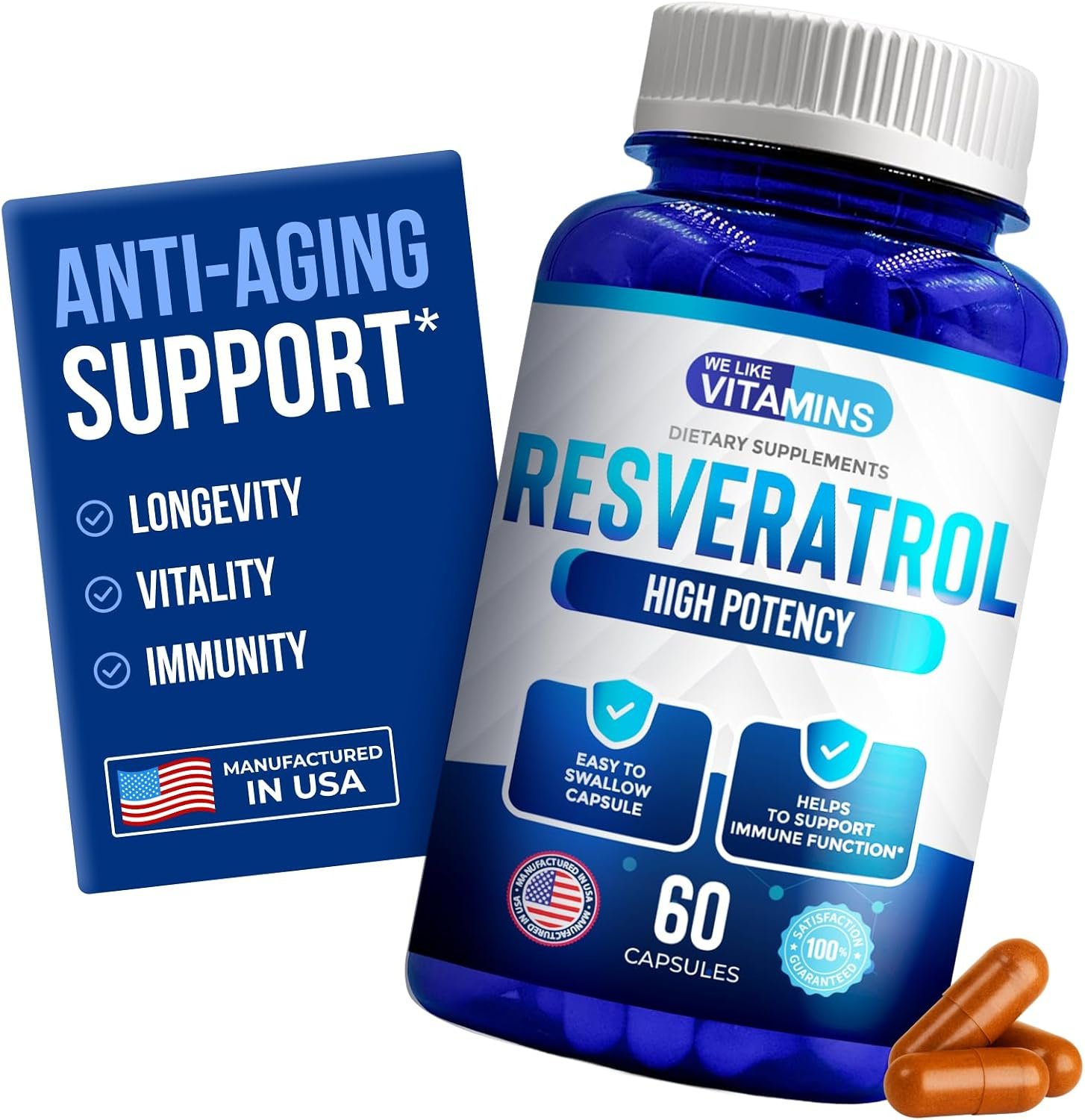 Resveratrol Supplement for Antioxidant Support*, 60 Capsules, 30 Day Supply