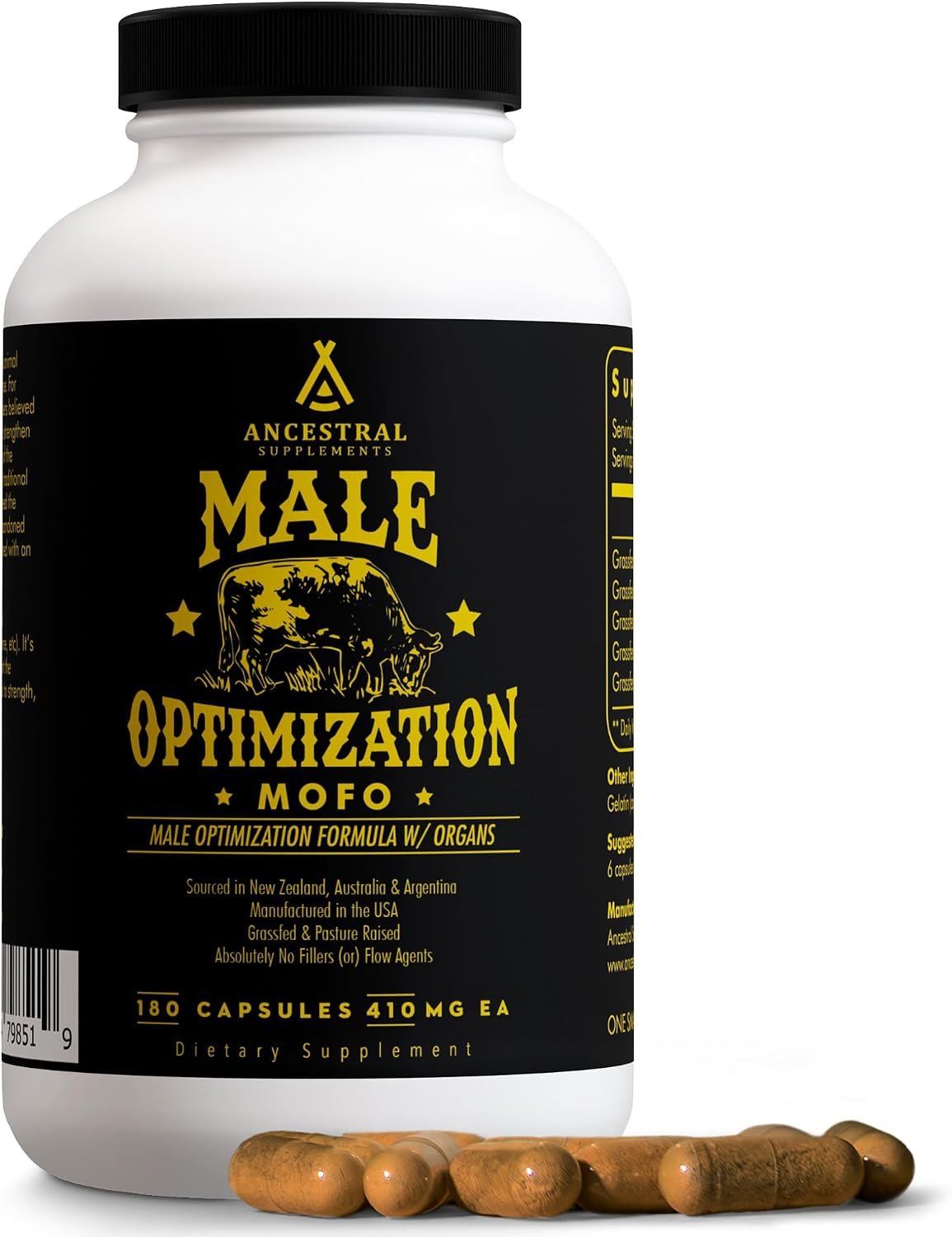 Ancestral Supplements Mofo Men’s Beef Organ Capsule Supplement, 180 Ct