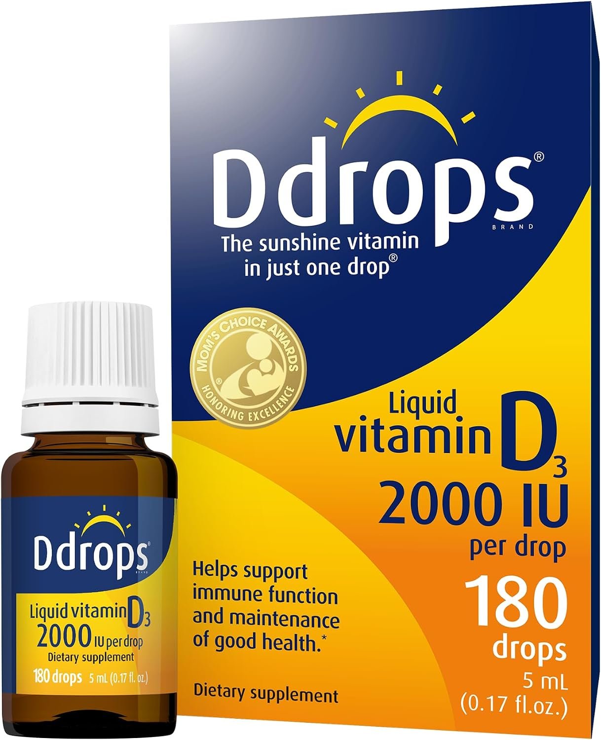 Ddrops Adults 2000IU 180 Drops – Liquid Vitamin D3 Supplement, Supporting Strong Bones & Immune System