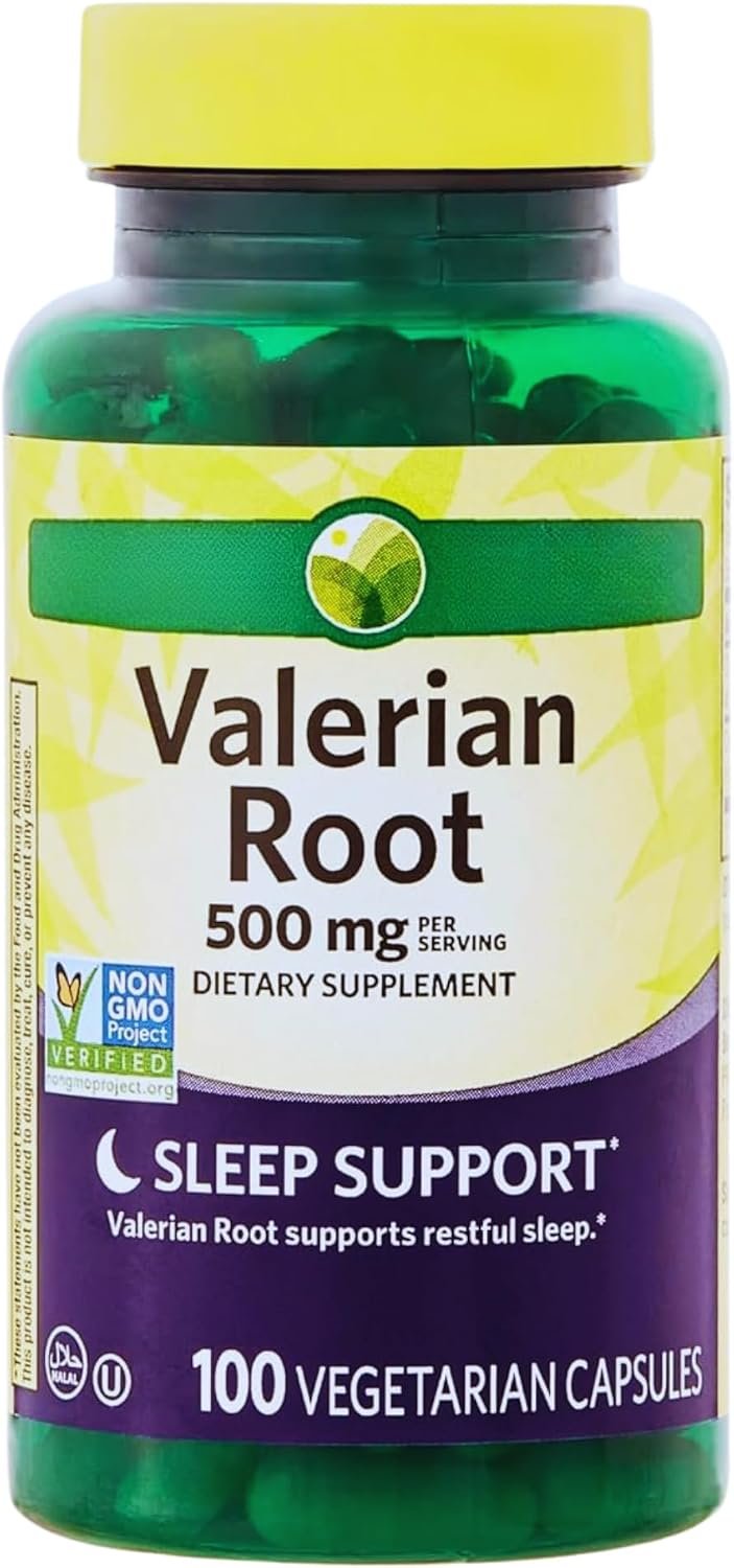 KP+ Spring Valley Valerian Root 500 mg Capsules | Natural Sleep Support & Relaxation Aid | 100 Vegetarian Capsules | Non-GMO Herbal Supplement | Pack of 1