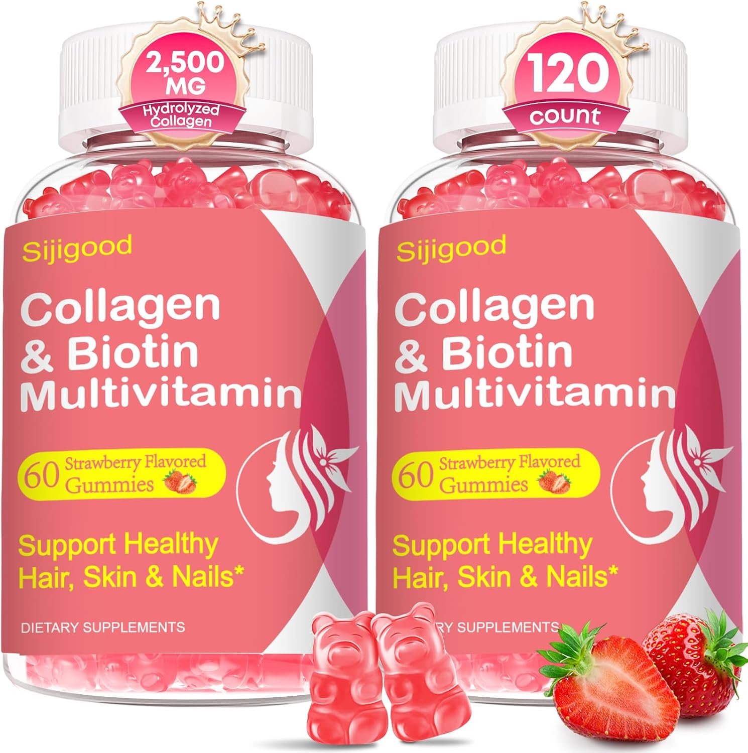2 Pack Multi Collagen Peptides Gummies for Women & Men, Sugar Free