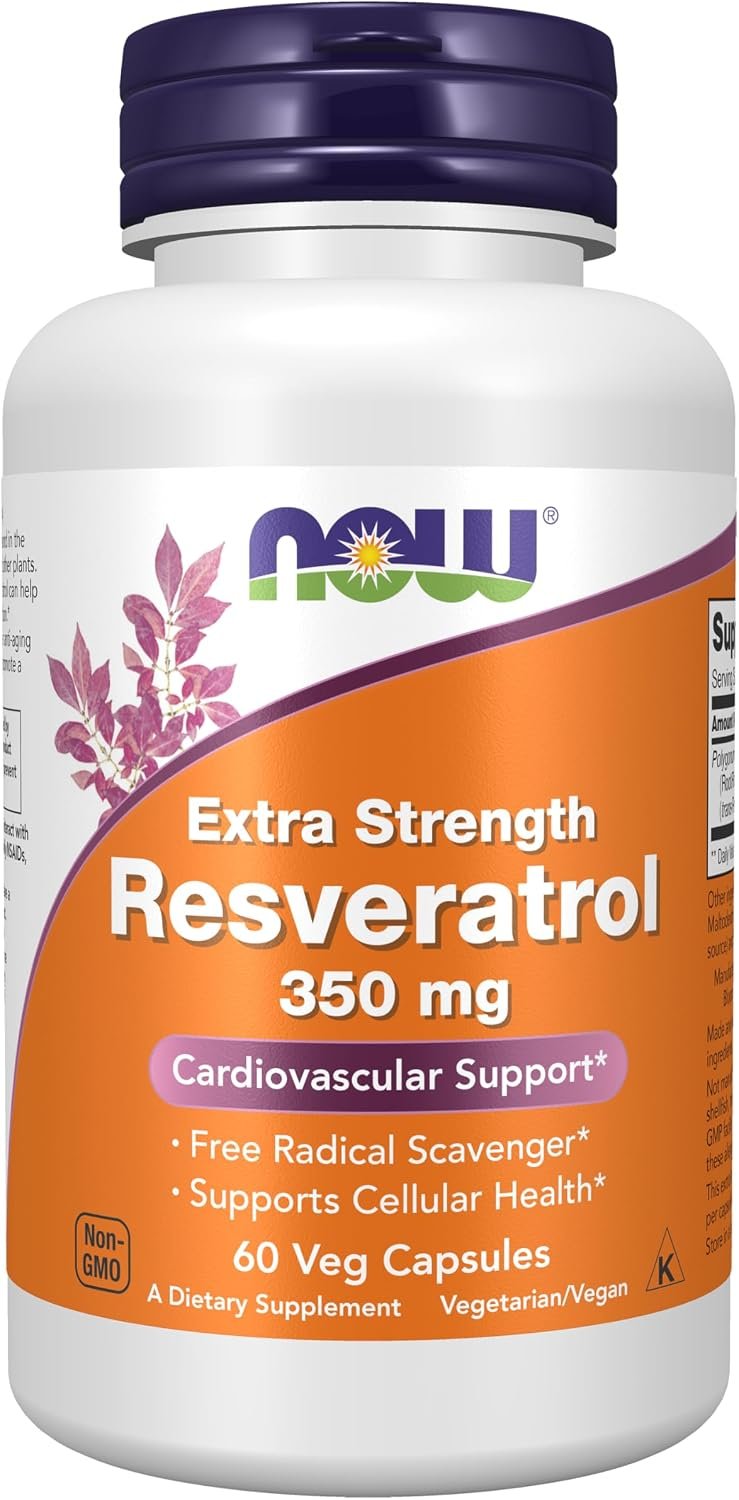 NOW Supplements, Resveratrol 350mg, Extra Strength, 60 Veg Caps