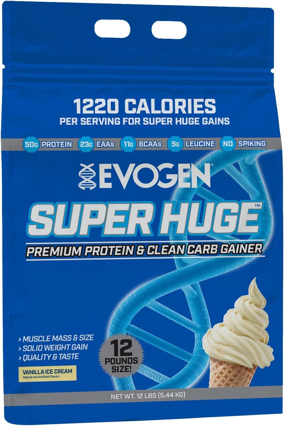 Evogen Super Huge Mass Gainer | Vanilla Ice Cream | 17 Servings
