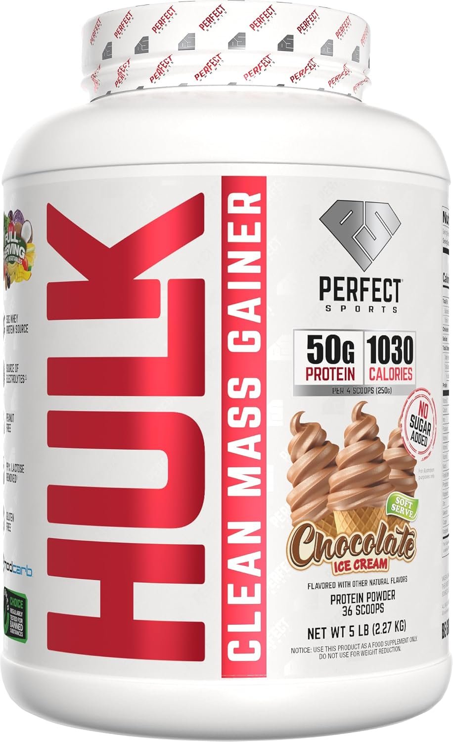 PERFECT SPORTS Hulk Mass Gainer, Chocolate Ice Cream, 5 lb