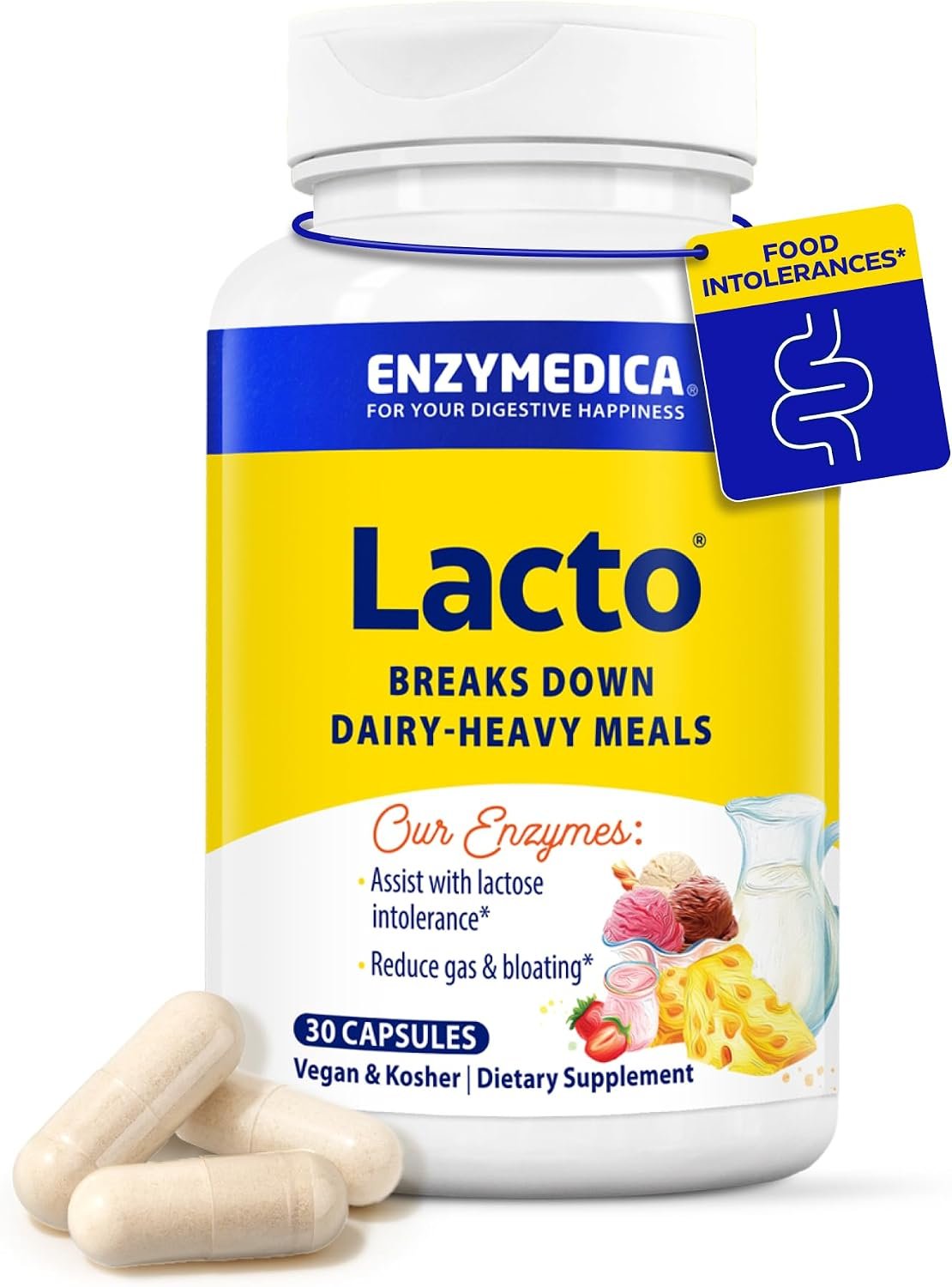 Enzymedica Lacto Digestive Enzymes for Men & Women – 30 Capsules