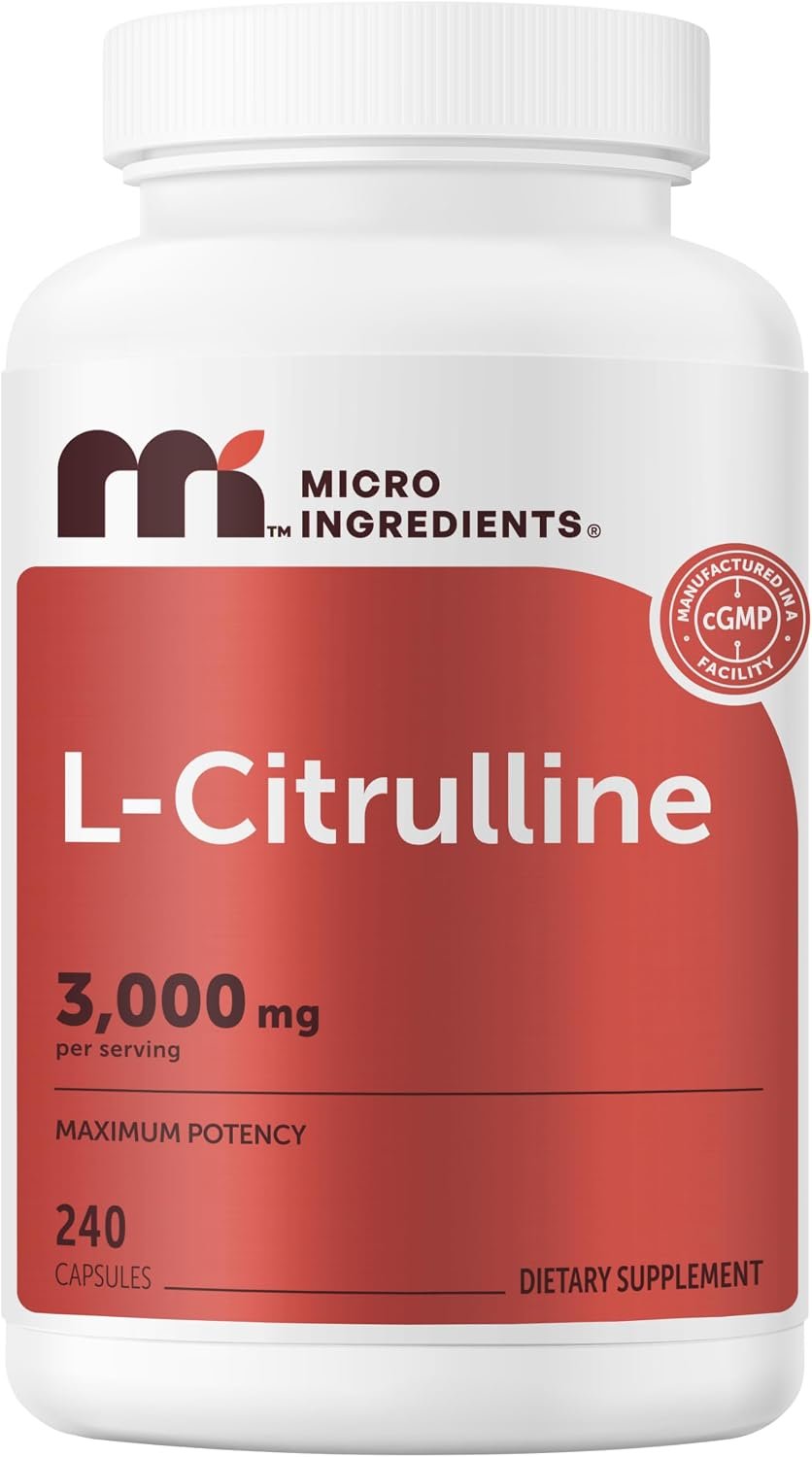 Micro Ingredients L-Citrulline 3,000 mg Per Serving, 240 Capsules | Nitric Oxide Supplement* for Men & Women | Amino Acid Supplement | Non-GMO, Gluten Free