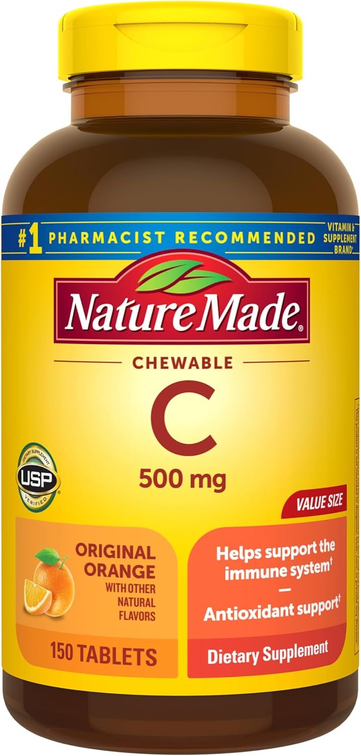 Nature Made Chewable Vitamin C 500 mg for Immune Support, 150 Tablets