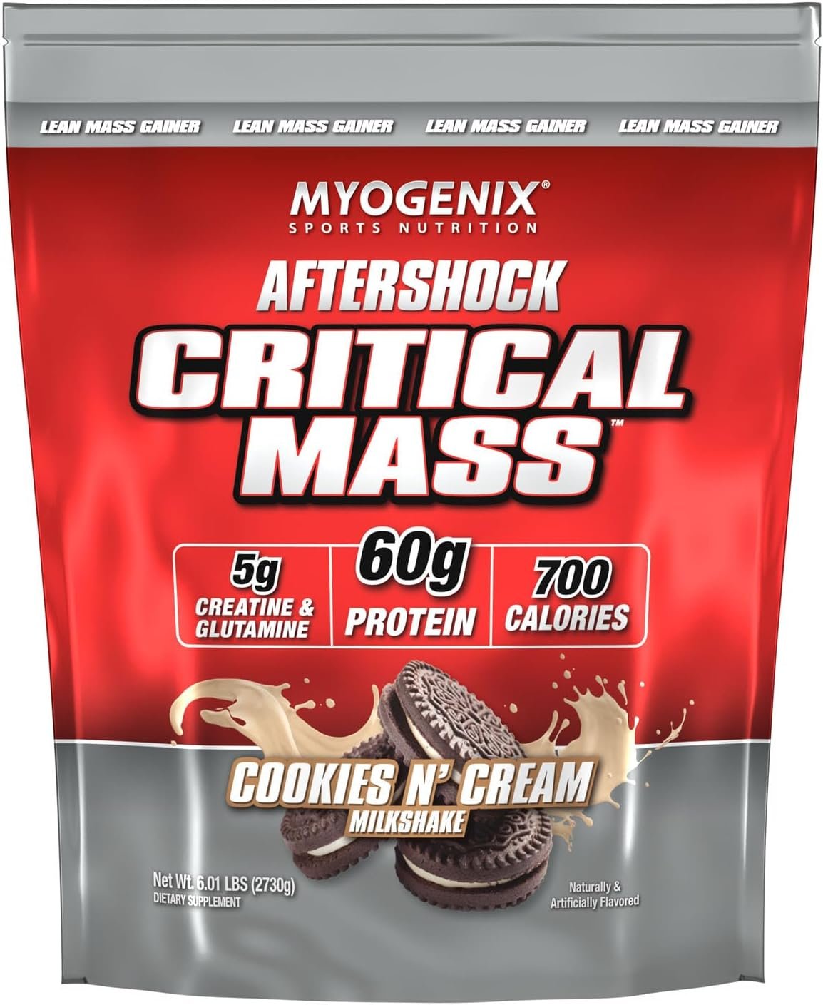 Myogenix Critical Mass Gainer – Muscle Mass Weight Gain Supplement, Zero Lactose Whey Protein Powder – Anabolic Whey Protein – Cookies and Cream Milkshake (6.01 lbs)