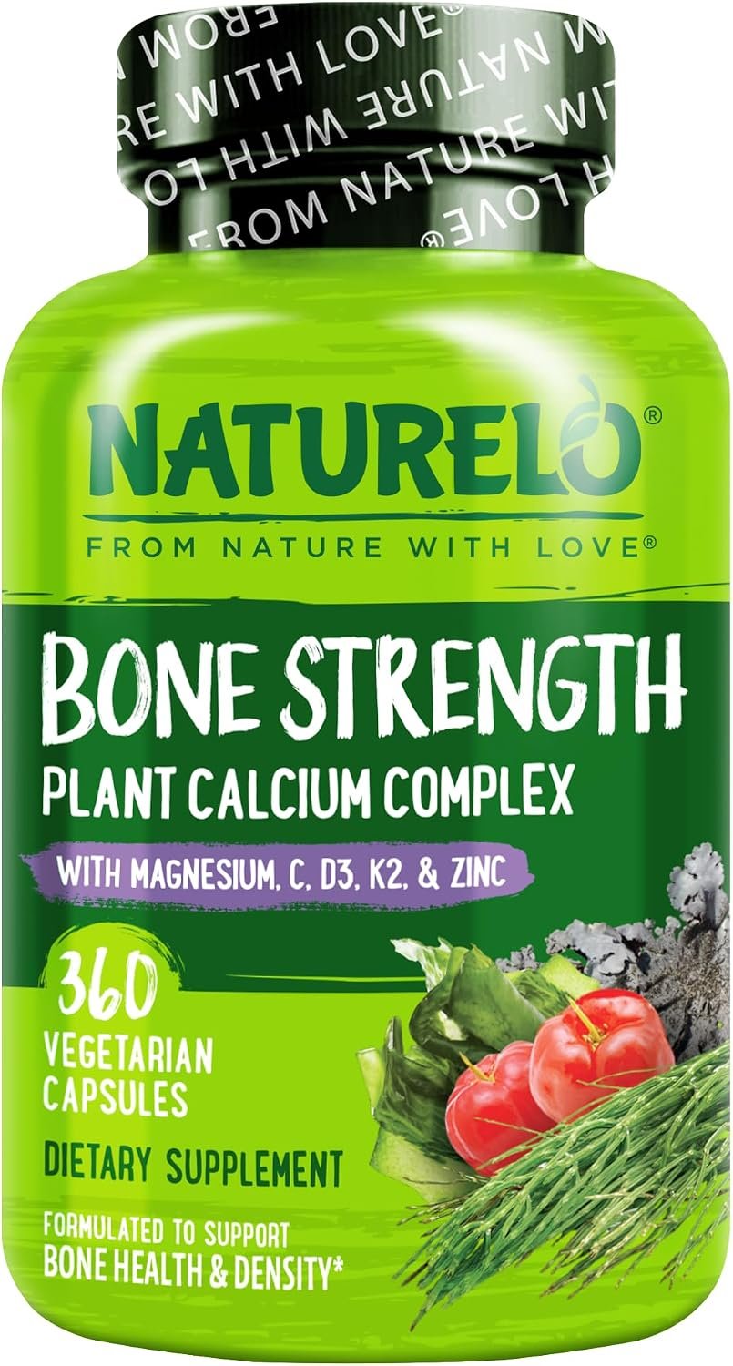 NATURELO 600mg Calcium Supplement for Bone Strength, VIT D3, 360 Capsules