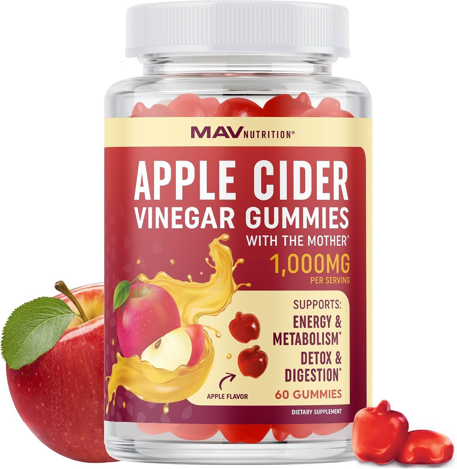 Organic Apple Cider Vinegar Gummies for Digestion, Detox & Immune Support