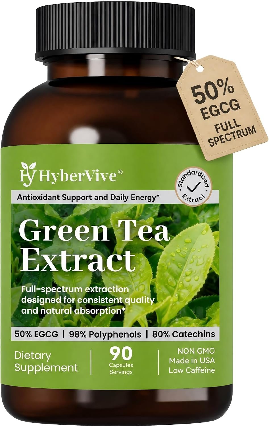 Green Tea Extract 450mg, 50% EGCG, 98% Polyphenols, 80% Catechins