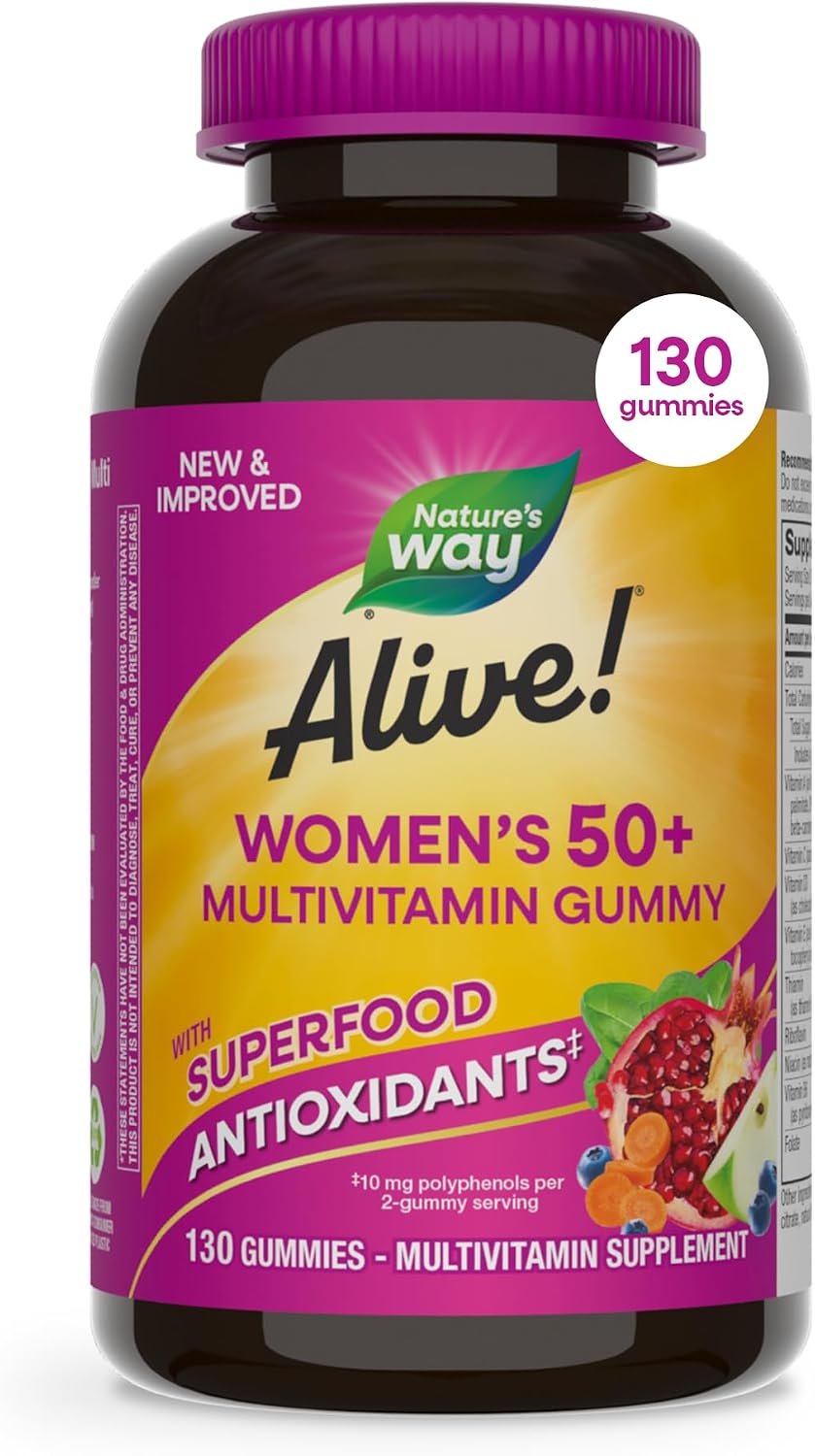 Nature’s Way Alive! Women’s 50+ Multivitamin Gummies, Mixed Berry, 130 ct