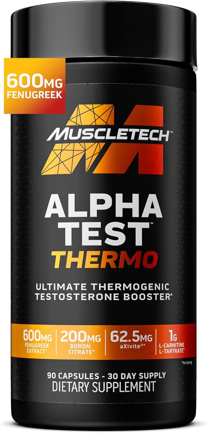 MuscleTech Thermogenic Testosterone Booster for Men, AlphaTest Thermo