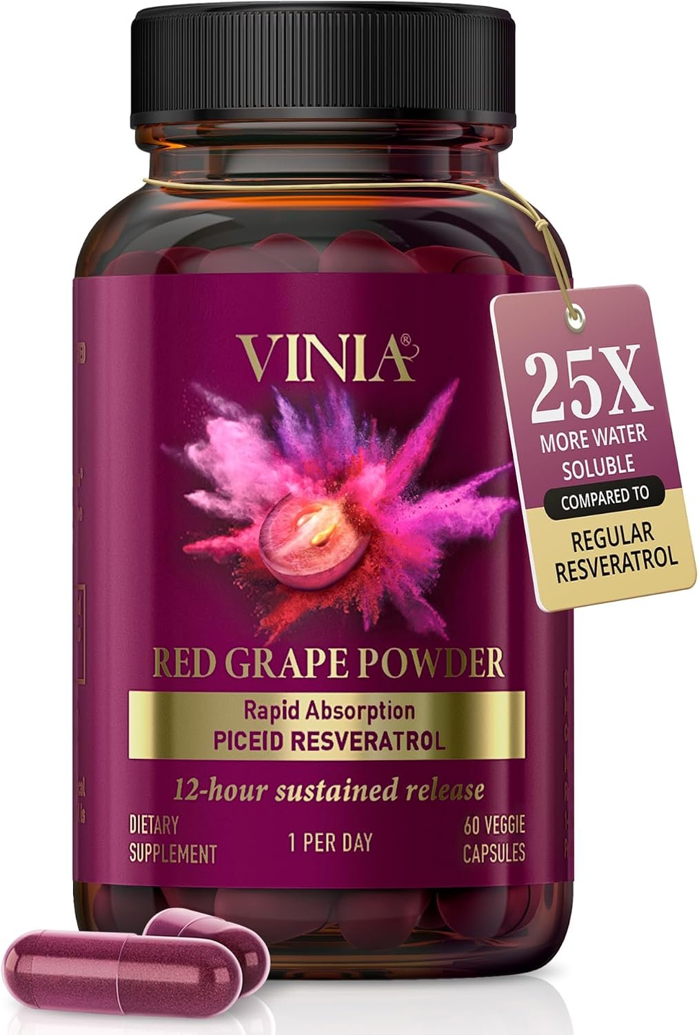 VINIA Blood Flow | Piceid Resveratrol Capsules | Vegan, Non-GMO, 60 Count