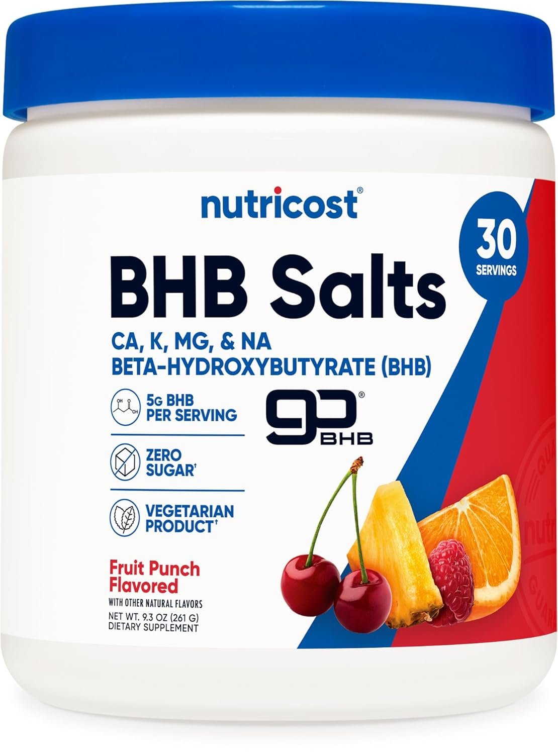 Nutricost BHB Salts Drink Mix (Fruit Punch) 30 Servings, 5G BHB Per Serving