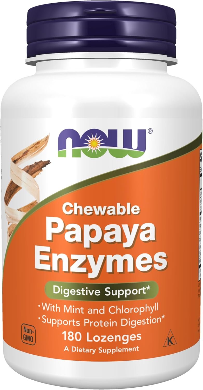 Now Foods – Chewable Papaya Enzymes, 180 Lozenges
