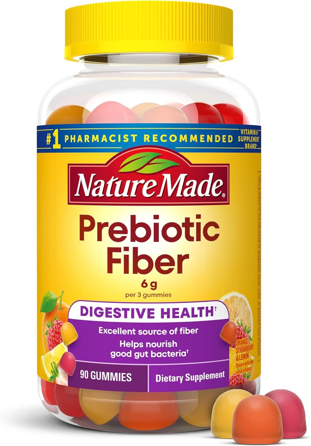 Nature Made Prebiotic Fiber Gummies for Adults and Kids, 90 Gummies