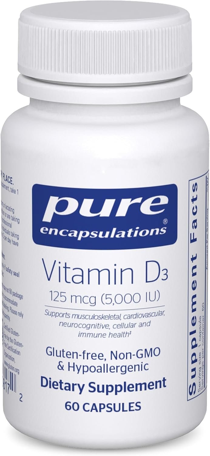 Pure Encapsulations Vitamin D3 125 mcg (5,000 IU), 60 Capsules