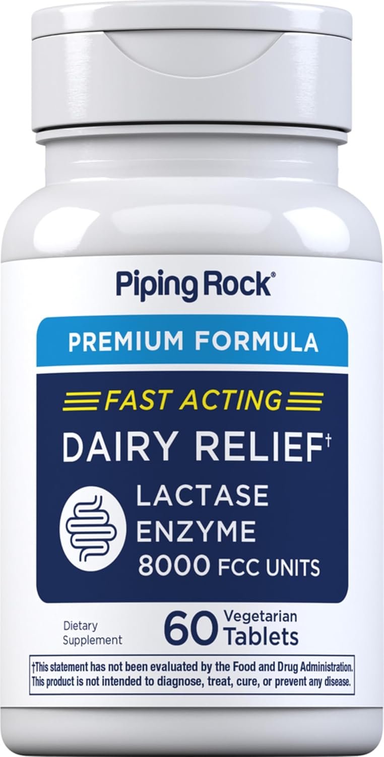 Piping Rock Fast Acting Lactase Enzyme | 8000 FCC | 60 Tablets