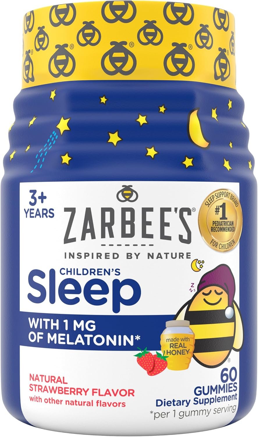 Zarbee’s Kids Melatonin Sleep Gummies, 1 mg Melatonin, 60 ct