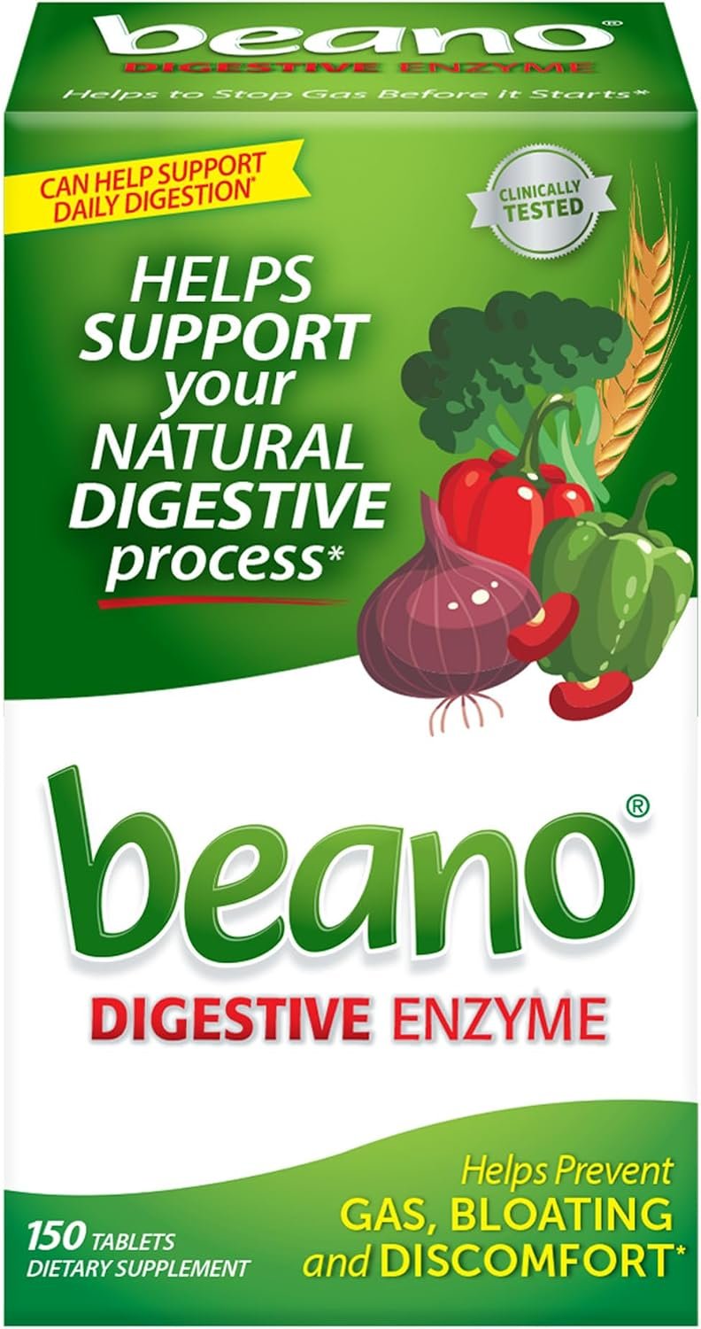 Beano Digestive Enzyme, Helps Prevent Gas & Bloating, 150 Tablets