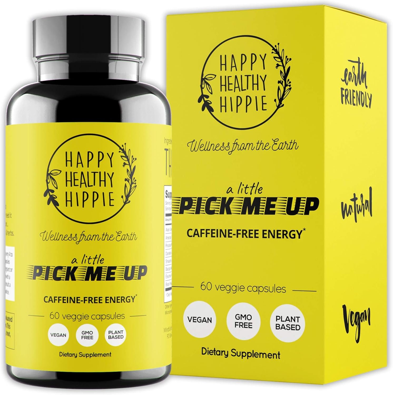 Happy Healthy Hippie Caffeine Free Energy Pills, 7 Herb Complex, 60 Ct