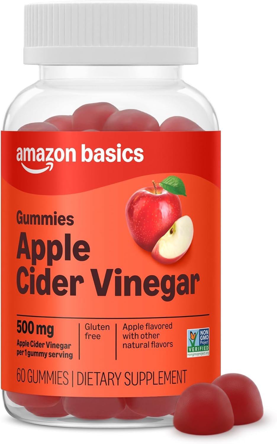 Amazon Basics Apple Cider Vinegar 500 mg Gummy, 60 Count