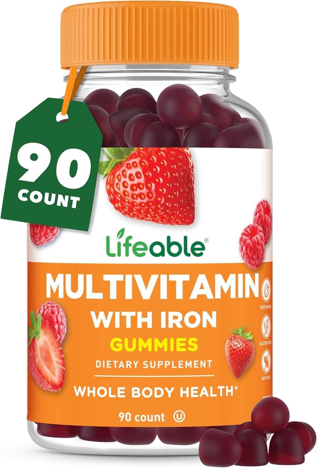 Lifeable Multivitamin with Iron Gummies for Women and Men, 90 Count